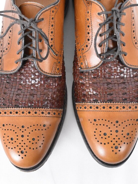 Allen Edmond\'s Sanford Two Tone Brogue Cap Toe Leather Derby Weave Inlay Sz 9.5 main image 10